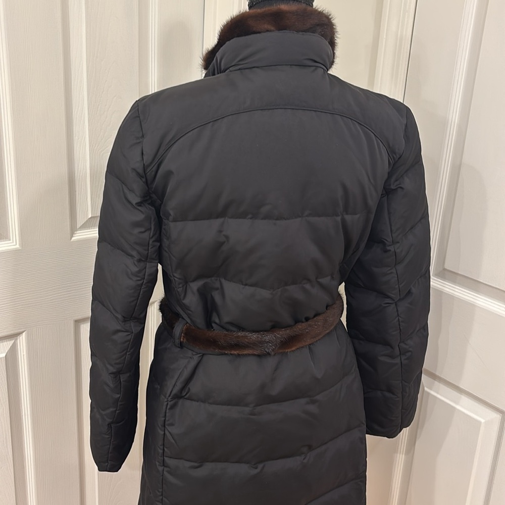MaxMara Weekend Black Puffer Winter Coat Jacket with Fur Trim Women’s size 6 - Picture 7 of 12